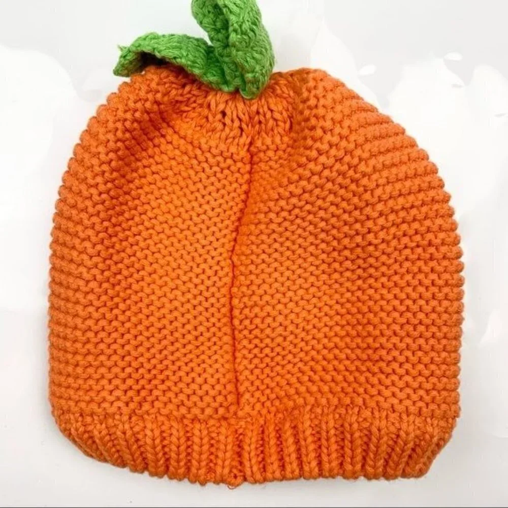Carter's Baby Jack‎ O' Lantern Pumpkin Knit Halloween Hat Size 3-9 Months